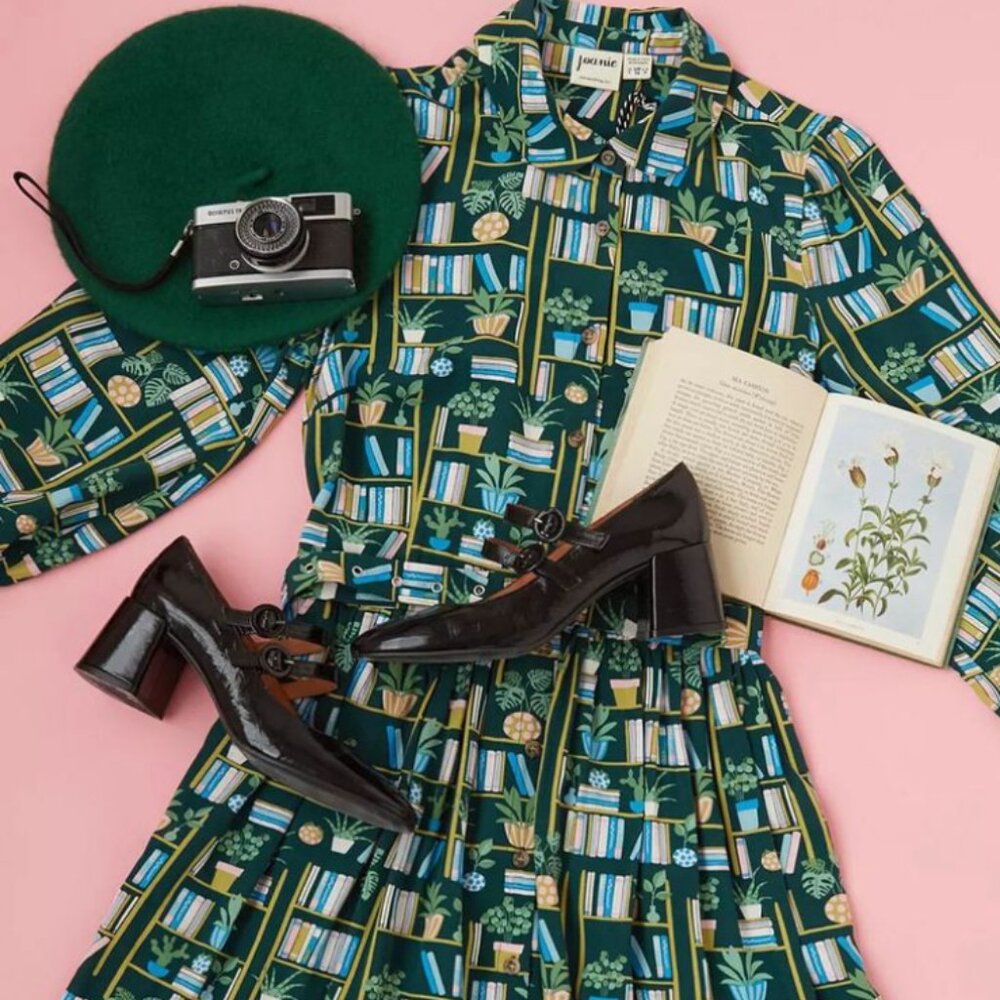 Joanie Clothing Andi Plant Print Shirt Dress